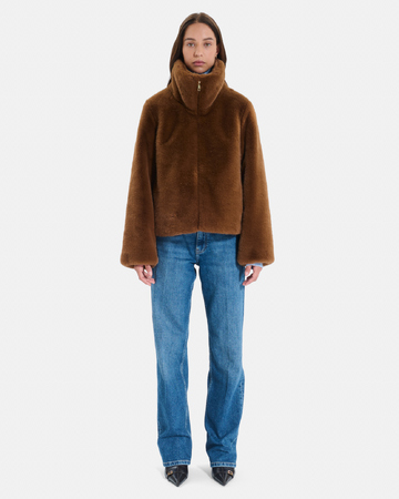 Manteau Mia Manteau court zippé couleur tabac ZAPA