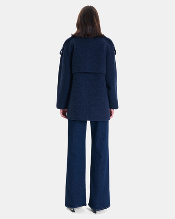 Manteau Mathilde Manteau indigo à col montant en laine ZAPA