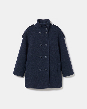 Manteau Mathilde Manteau indigo à col montant en laine ZAPA