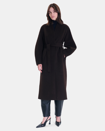 Manteau Melvyne Manteau long chocolat en laine ZAPA