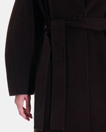 Manteau Melvyne Manteau long chocolat en laine ZAPA