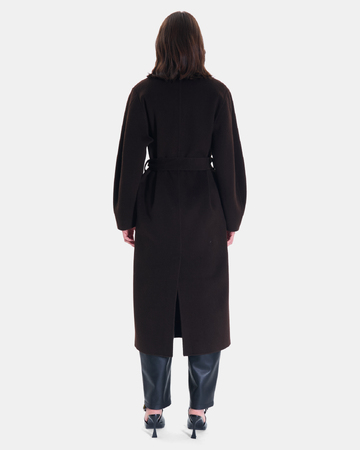 Manteau Melvyne Manteau long chocolat en laine ZAPA