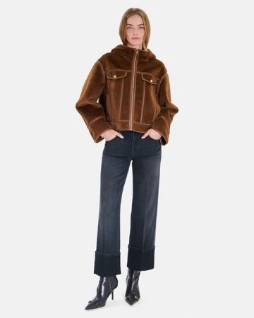 Manteau Moira Manteau court tabac coupe boxy à col montant ZAPA