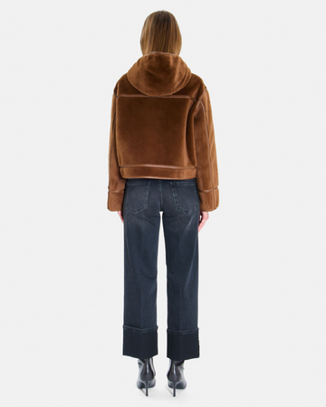 Manteau Moira Manteau court tabac coupe boxy à col montant ZAPA