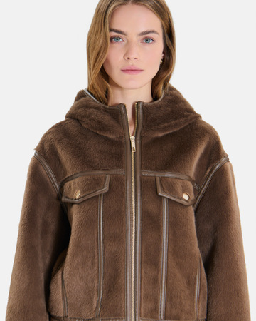 Manteau Moira Manteau court brun coupe boxy à col montant ZAPA