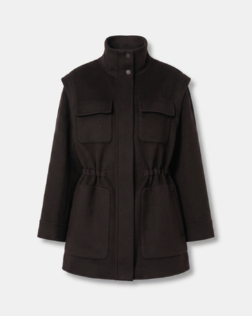 Manteau Malorie Manteau en laine chocolat à manches amovibles ZAPA