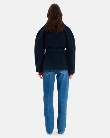 Manteau Madeleine Manteau court ceinturé en laine noire ZAPA