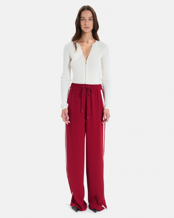 Pantalon Posy Pantalon fluide à lien et bandes contrastées rouge carmin ZAPA