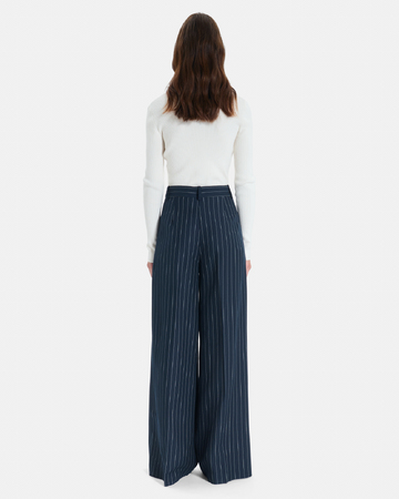 Pantalon Paper Pantalon large à rayures bleu marine ZAPA