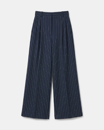Pantalon Paper Pantalon large à rayures bleu marine ZAPA