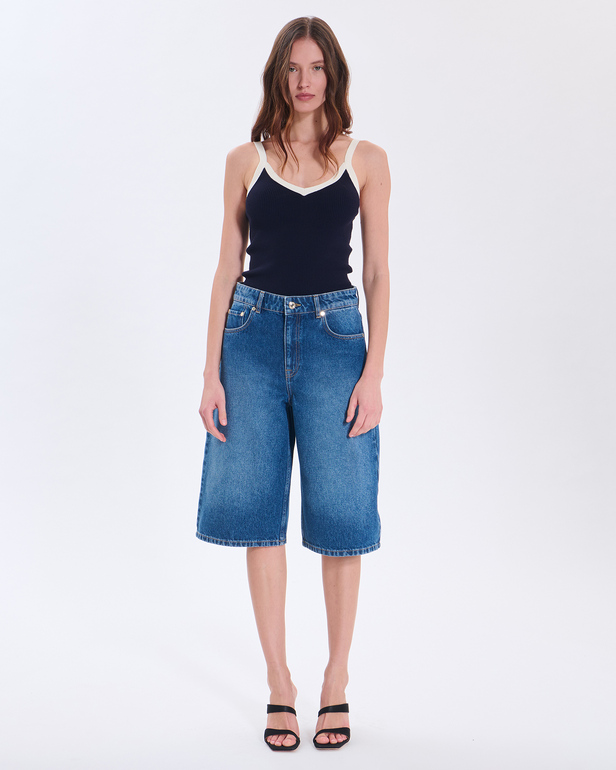 Jean Bermuda Jean en coton bleu ZAPA