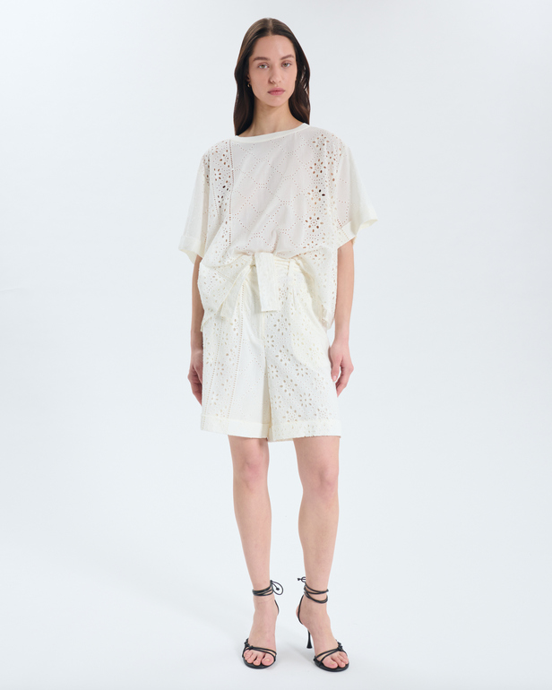 Short Savanna Short blanc &agrave; taille haute ZAPA