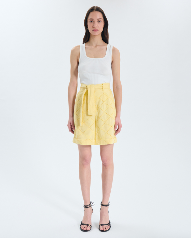 Short Savanna Short jaune &agrave; taille haute ZAPA