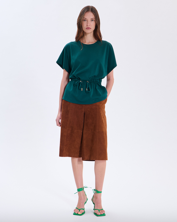 Top Toria Top vert en coton &agrave; taille resserr&eacute;e ZAPA