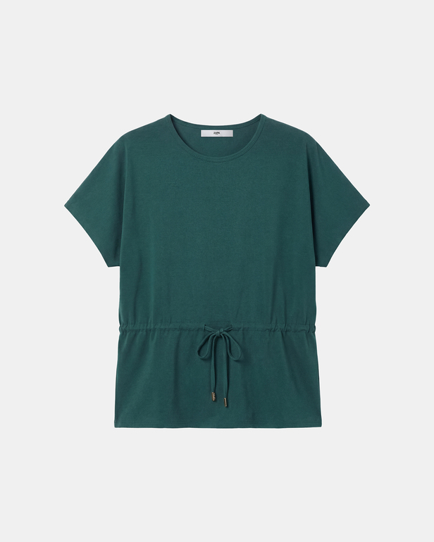 Top Toria Top vert en coton &agrave; taille resserr&eacute;e ZAPA