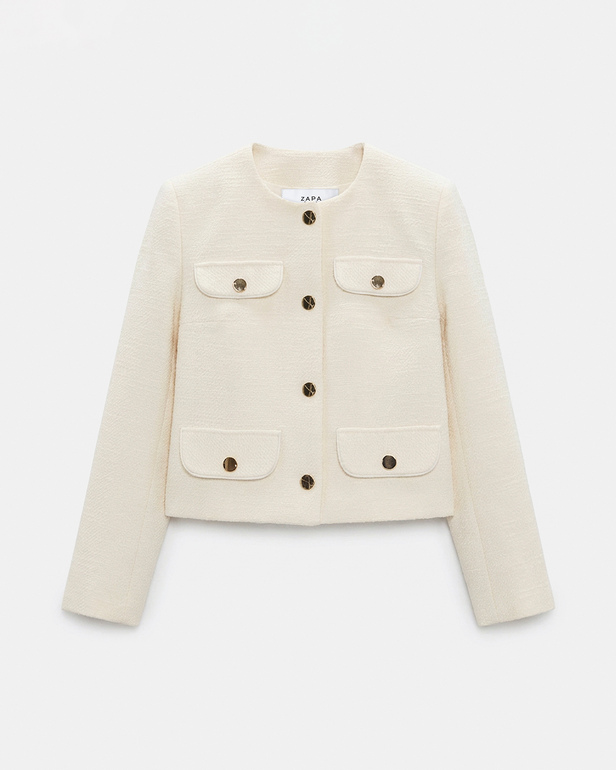 Veste Valsa Veste en tweed &eacute;cru ZAPA