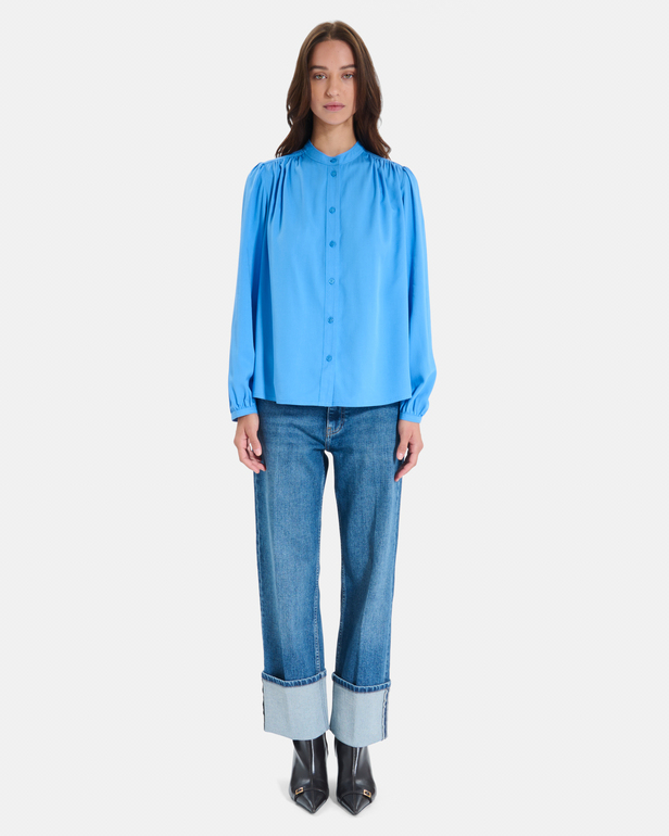 Chemise Curtis Chemise en fibre de bambou &agrave; manches longues bleu ZAPA