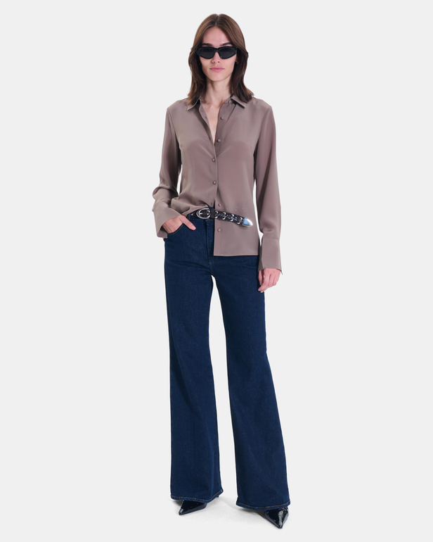 Chemise Calvyn Chemise en soie &agrave; manches longues brume ZAPA