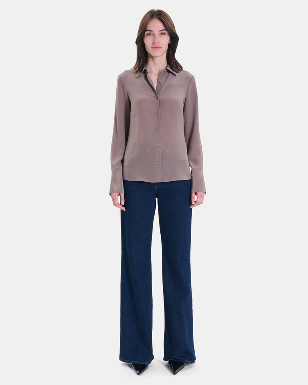 Chemise Calvyn Chemise en soie &agrave; manches longues brume ZAPA