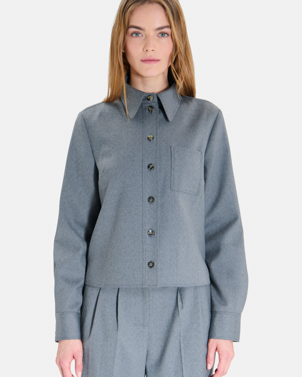 Chemise Conie Chemise grise moderne &agrave; col classique ZAPA
