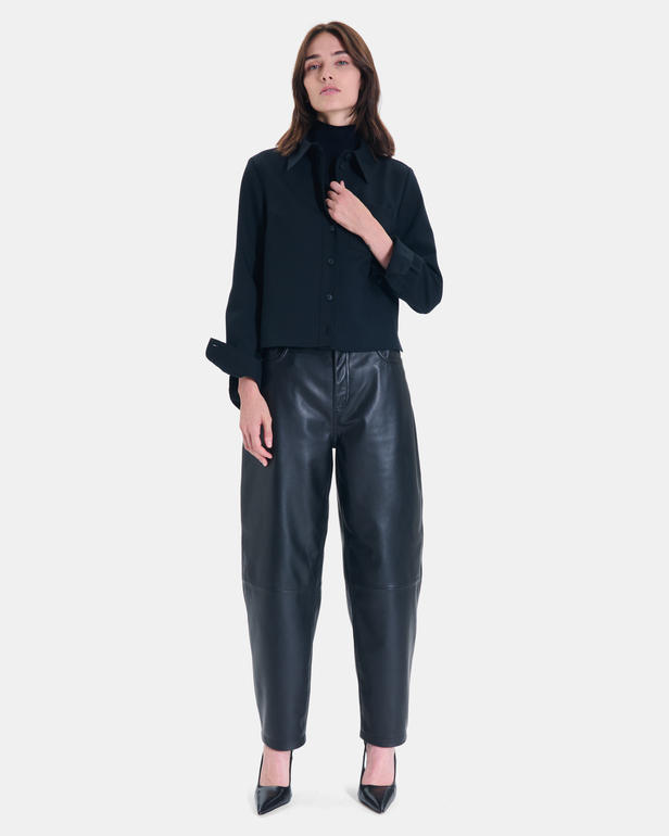 Chemise Conie Chemise noire moderne &agrave; col classique ZAPA