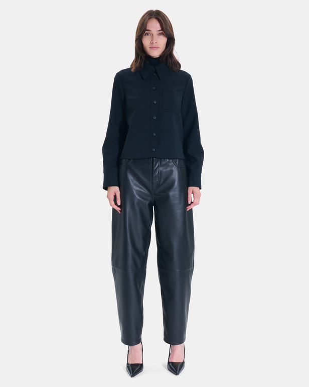 Chemise Conie Chemise noire moderne &agrave; col classique ZAPA