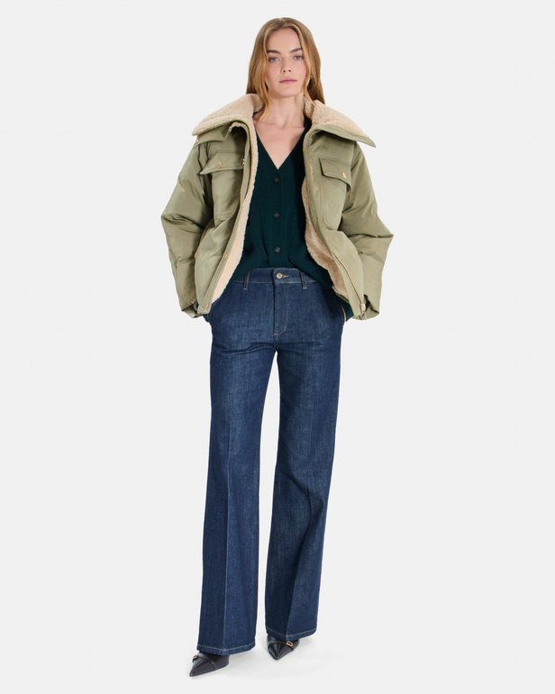 Doudoune Blondie Blouson kaki court matelass&eacute; col montant ZAPA