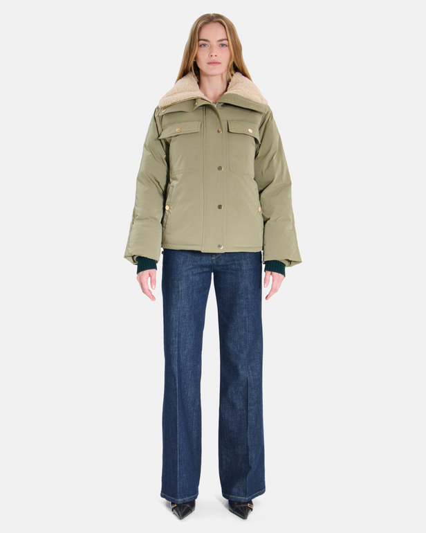 Doudoune Blondie Blouson kaki court matelass&eacute; col montant ZAPA