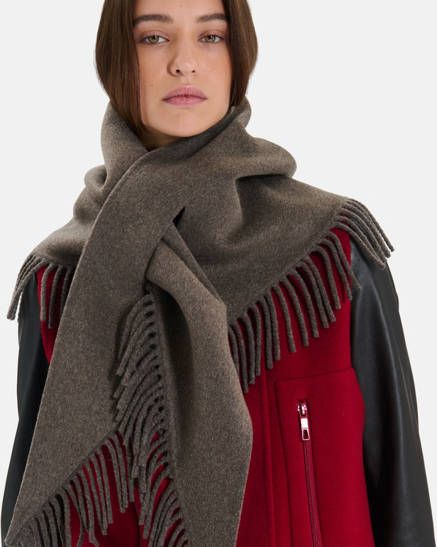Echarpe Eliot &Eacute;charpe poncho en laine noisette &agrave; franges ZAPA