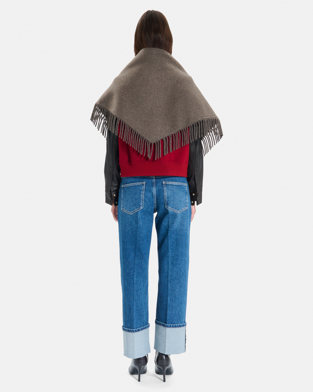 Echarpe Eliot &Eacute;charpe poncho en laine noisette &agrave; franges ZAPA