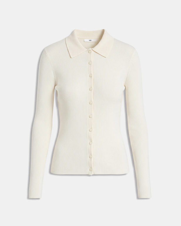 Gilet Gally Gilet boutonn&eacute; en maille cr&egrave;me ZAPA