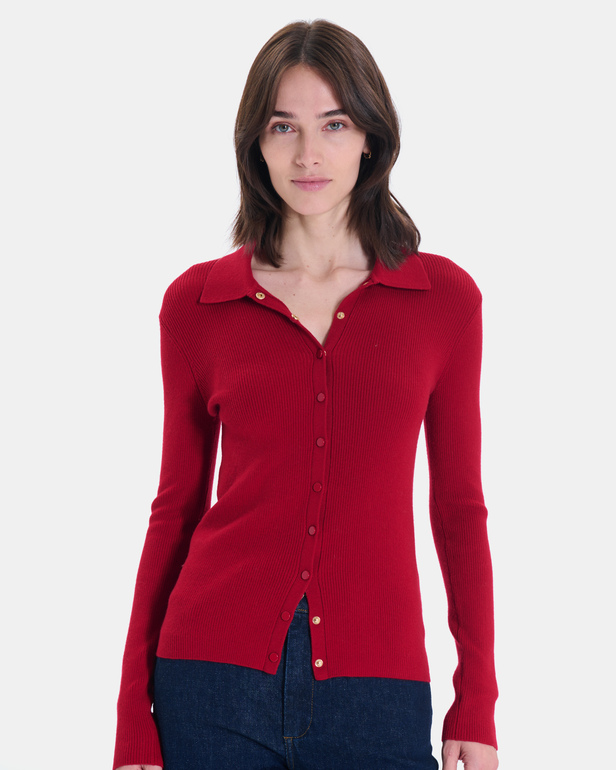 Gilet Gally Gilet boutonn&eacute; en maille rouge ZAPA