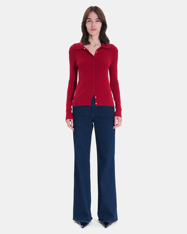 Gilet Gally Gilet boutonn&eacute; en maille rouge ZAPA