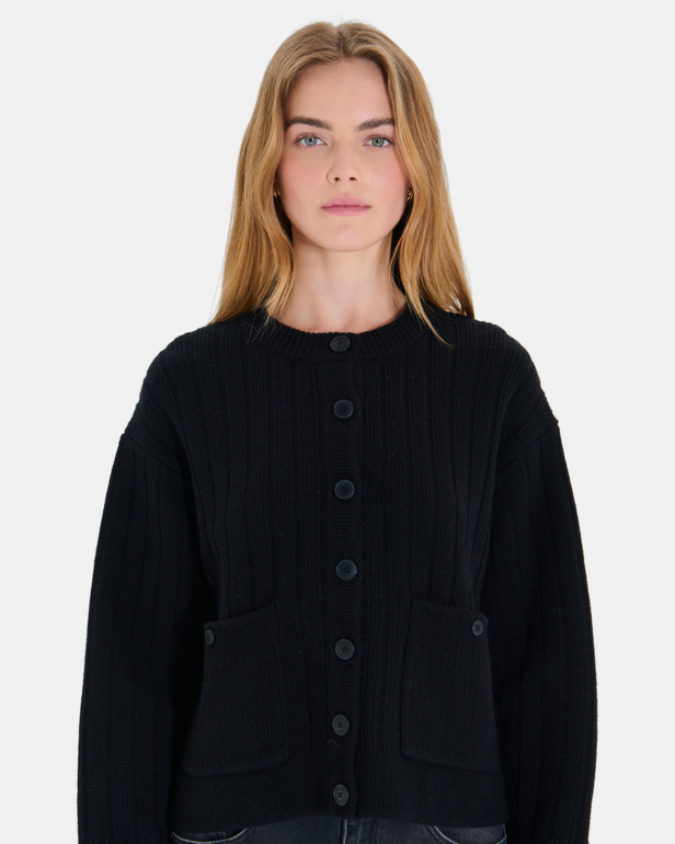 Gilet Gelina Gilet noir en laine m&eacute;rinos ZAPA
