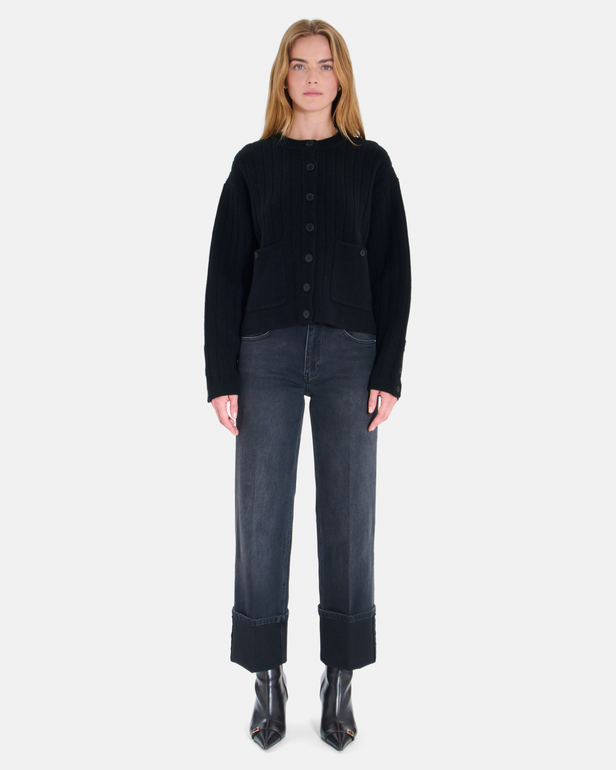 Gilet Gelina Gilet noir en laine m&eacute;rinos ZAPA