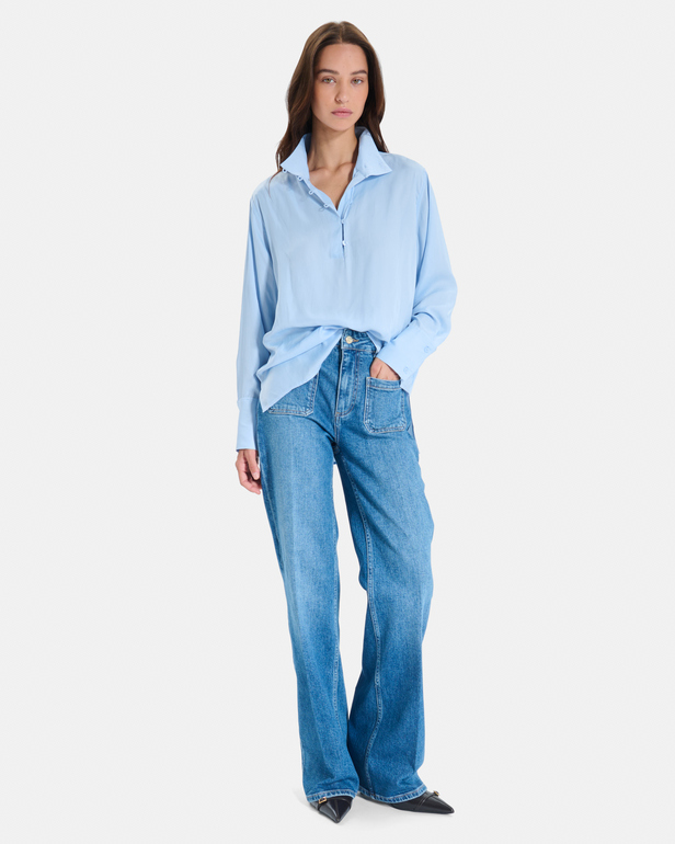 Top Tobias Top manches longues bleu clair col montant ZAPA