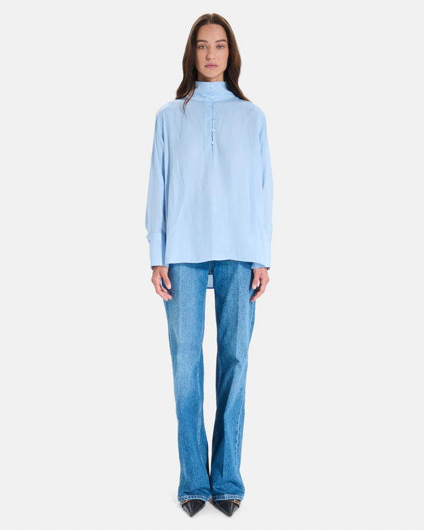 Top Tobias Top manches longues bleu clair col montant ZAPA