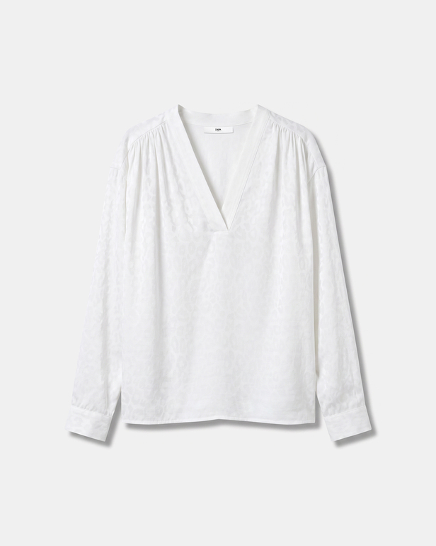 Blouse Brielle Blouse fluide manches longues col V &eacute;crue ZAPA