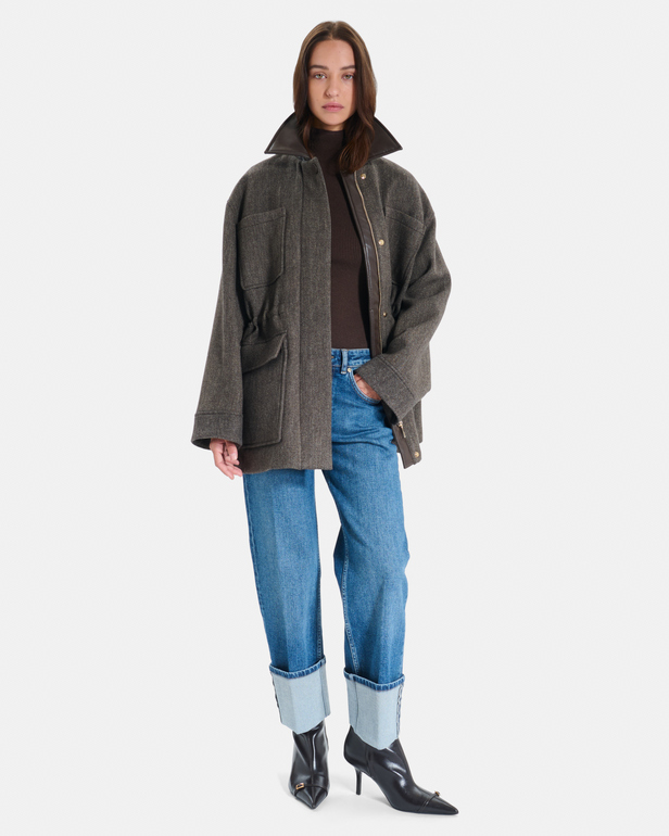 Jean Popus Jean droit en coton bleu d&eacute;lav&eacute; ZAPA