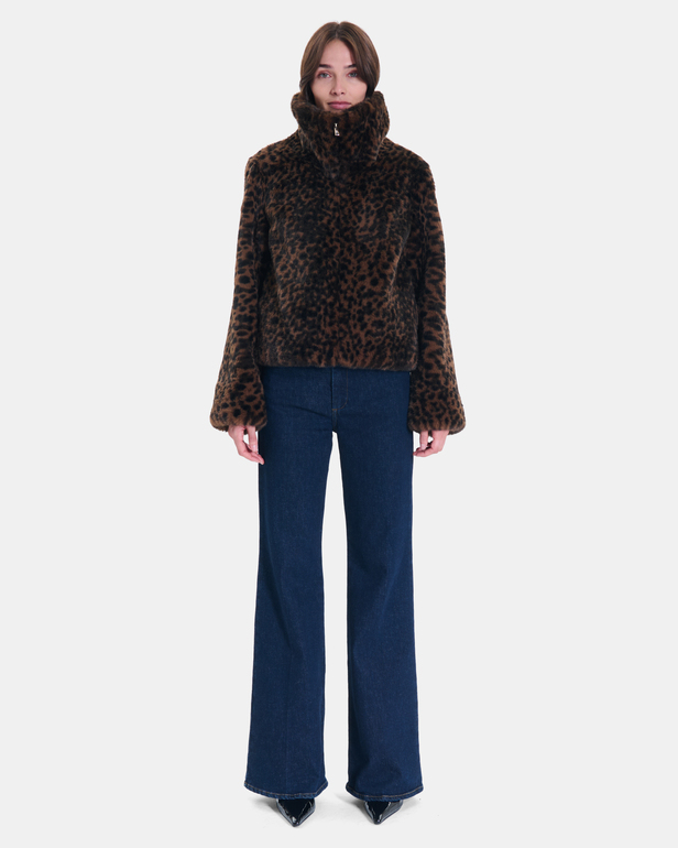 Manteau Mia Manteau court zipp&eacute; imprim&eacute; l&eacute;opard ZAPA