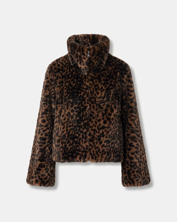Manteau Mia Manteau court zipp&eacute; imprim&eacute; l&eacute;opard ZAPA
