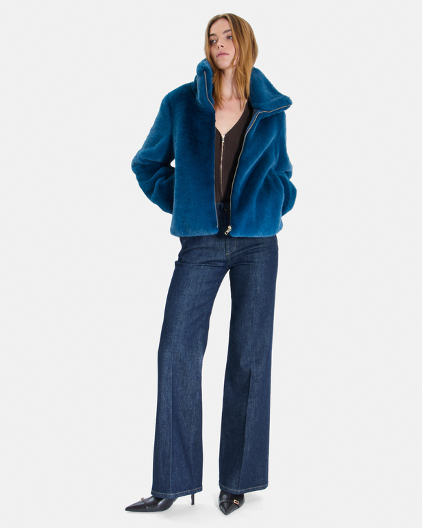 Manteau Mia Manteau zipp&eacute; &agrave; col montant indigo ZAPA