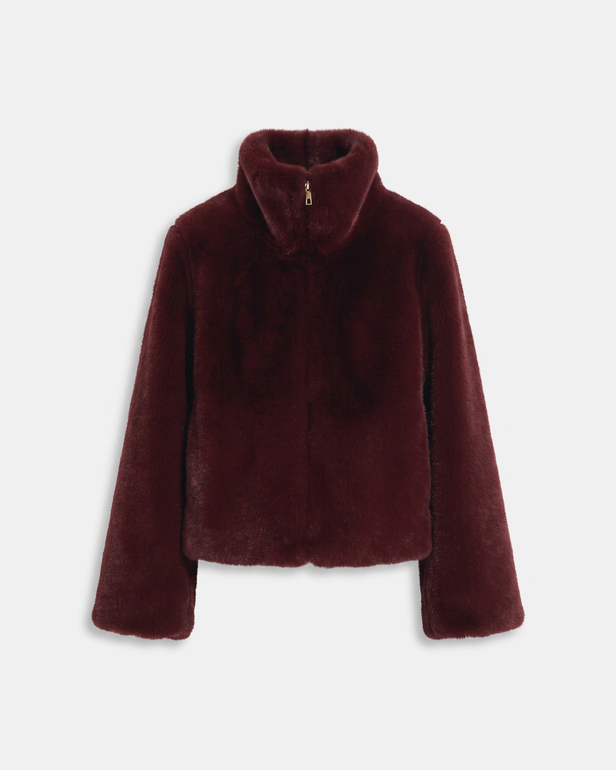 Manteau Mia Manteau court zipp&eacute; couleur rouge carmin ZAPA