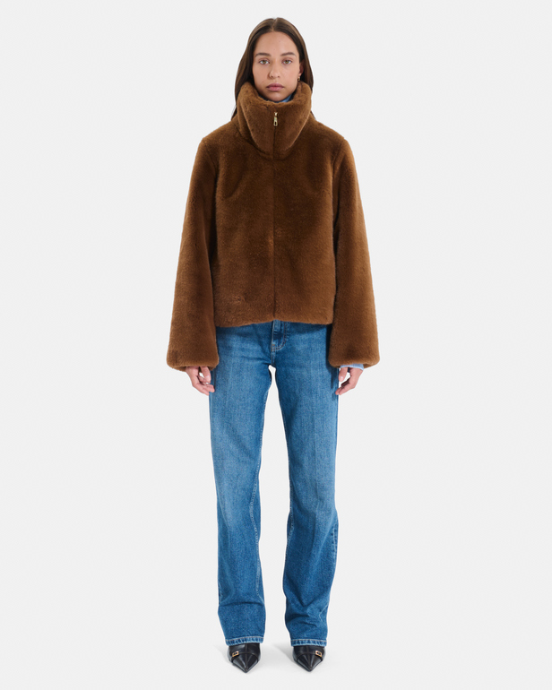 Manteau Mia Manteau court zipp&eacute; couleur tabac ZAPA