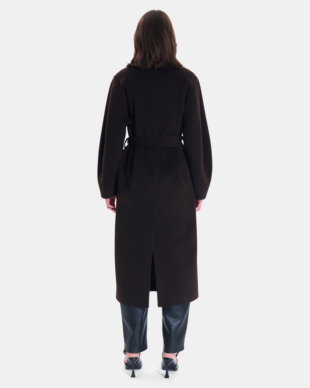 Manteau Melvyne Manteau long chocolat en laine ZAPA
