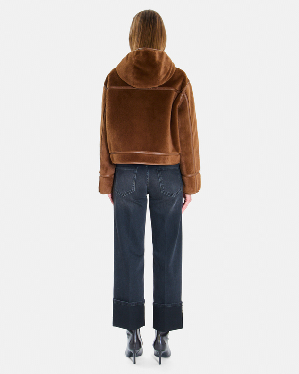Manteau Moira Manteau court tabac coupe boxy &agrave; col montant ZAPA