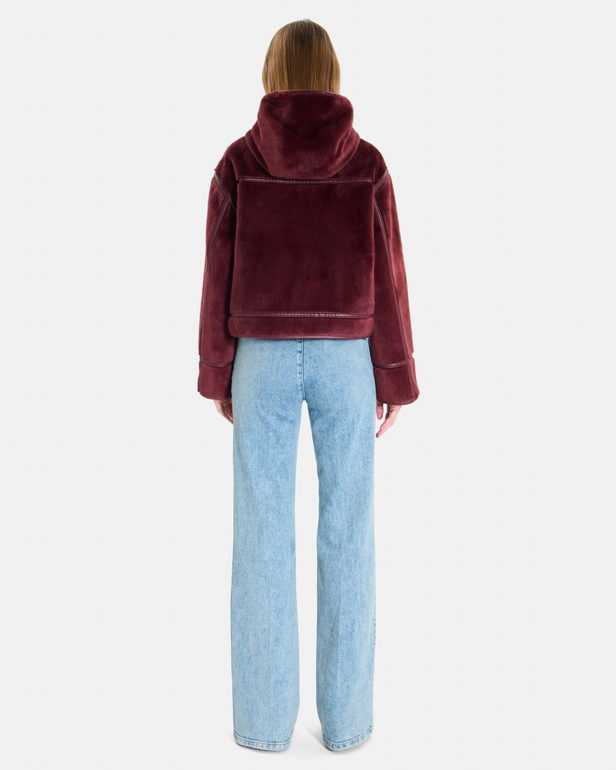 Manteau Moira Manteau court bordeaux coupe boxy &agrave; col montant ZAPA