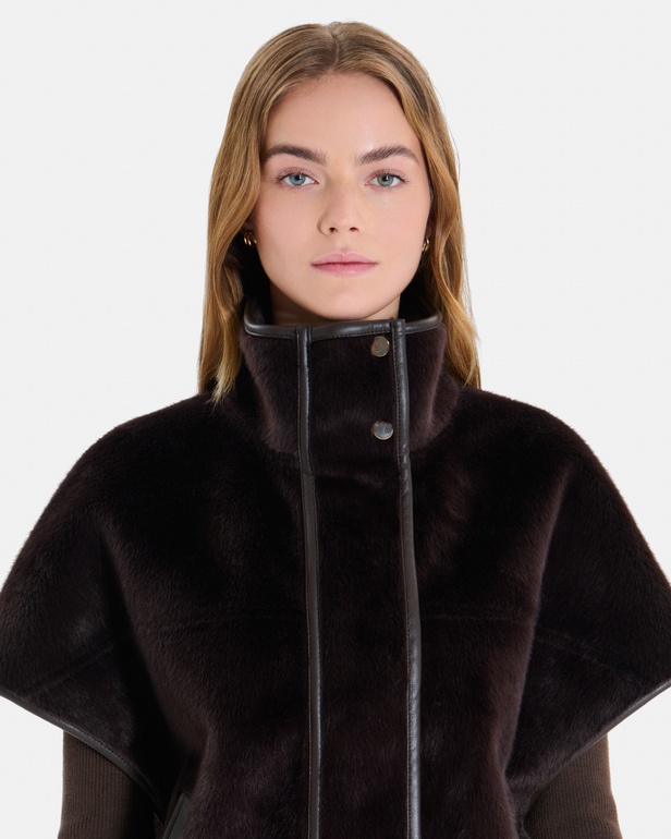 Manteau Charles Cape chocolat &agrave; col montant ZAPA