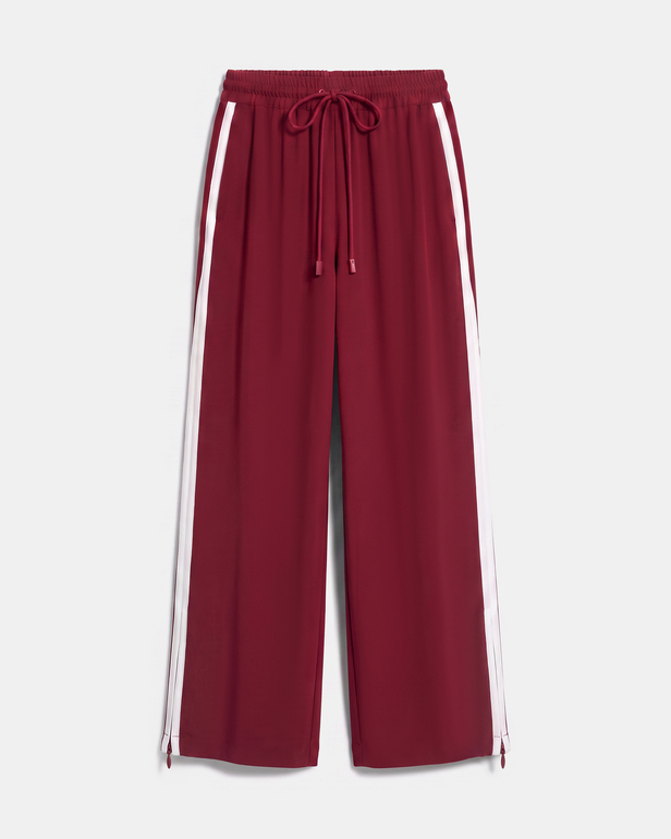 Pantalon Posy Pantalon fluide &agrave; lien et bandes contrast&eacute;es rouge carmin ZAPA