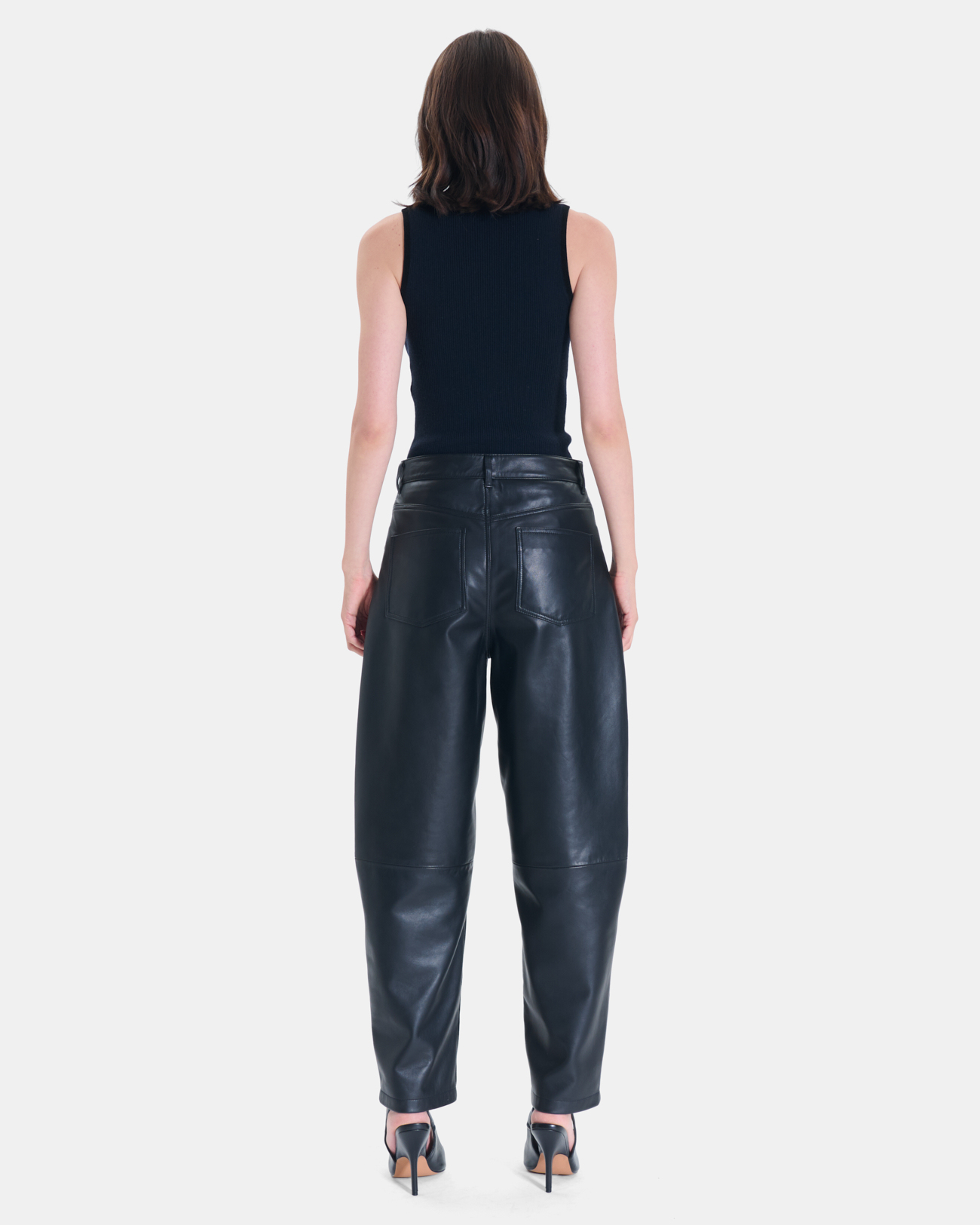 Pantalon Pia Pantalon droit en cuir noir ZAPA